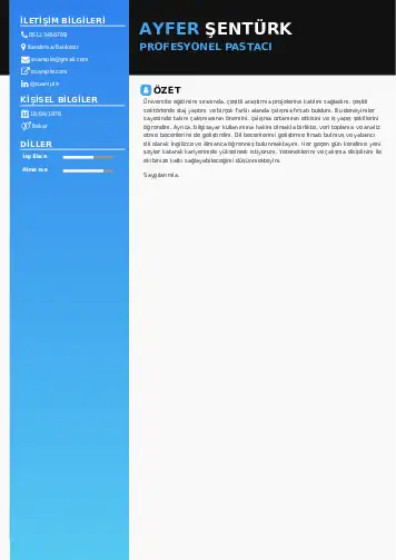 Pastacı Cv Örnekleri cv indir